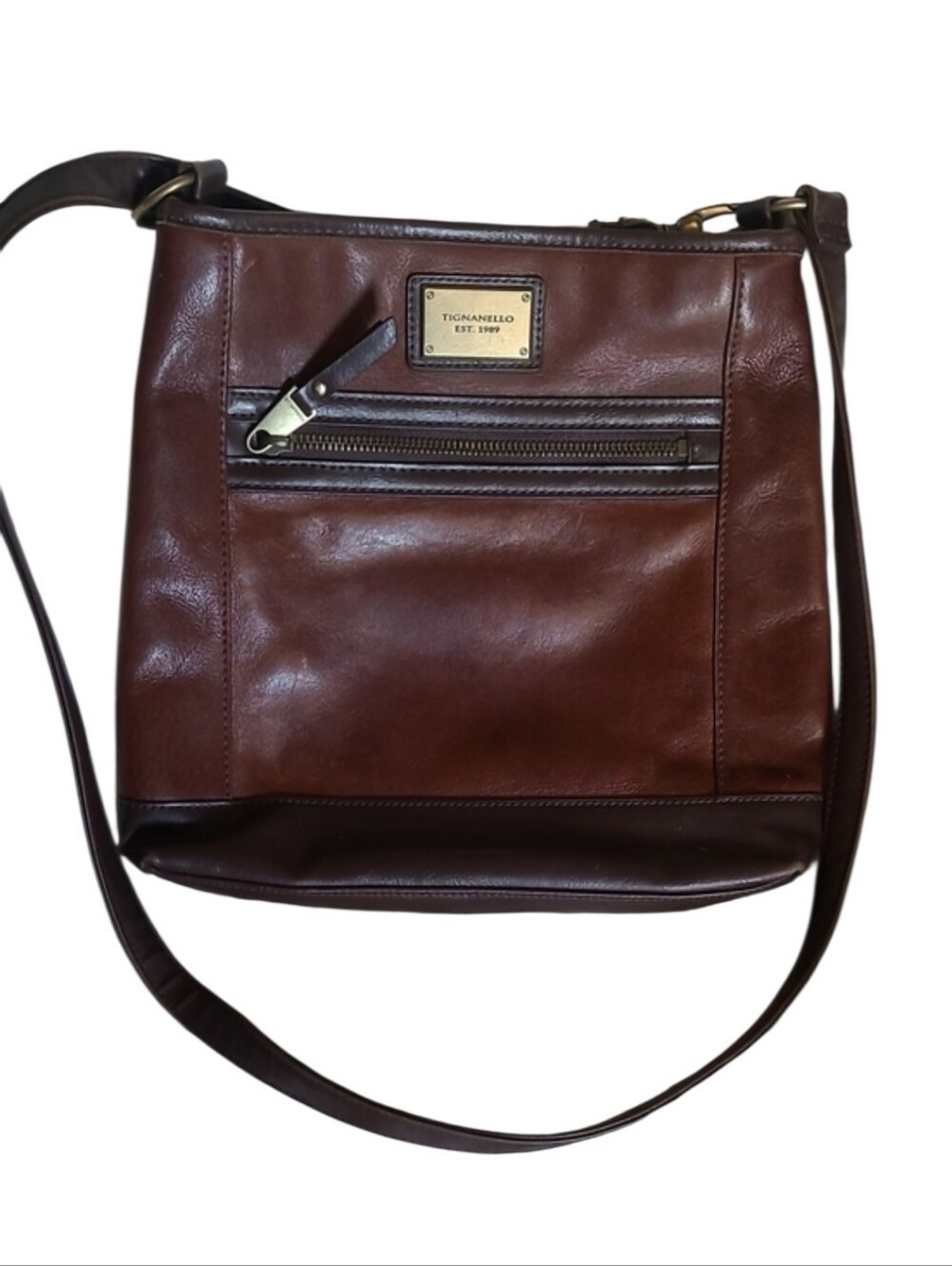 VINTAGE Tignanello Brown Leather Crossbody Bag